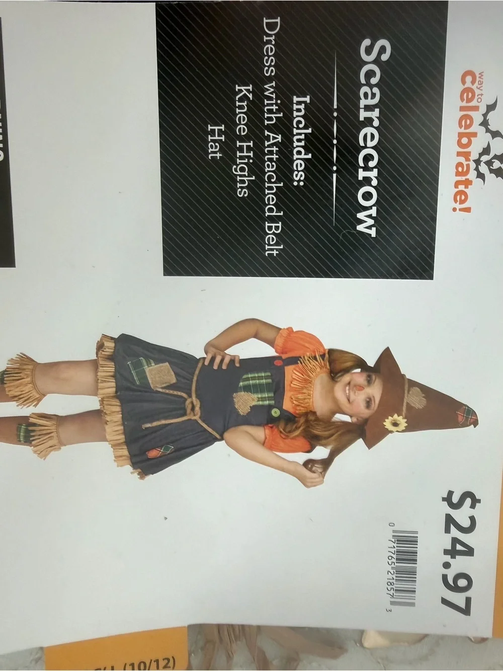 Kids Orange and Brown Scarecrow Costume with Hat